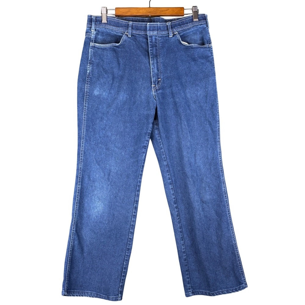 Vintage USA Made Blue Denim Straight Leg Jeans W34 L30 Western Streetwear Casual